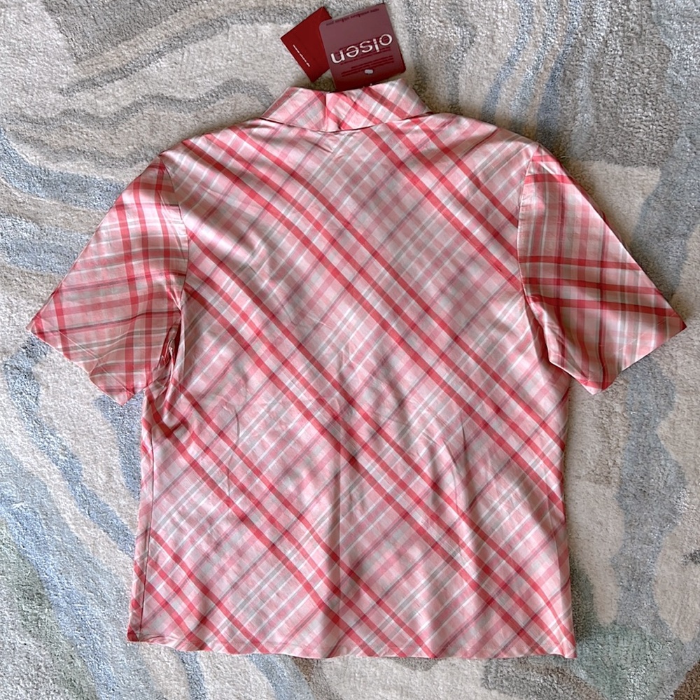 Olsen Women's Pink Plaid Blouse - Picture 7 of 8